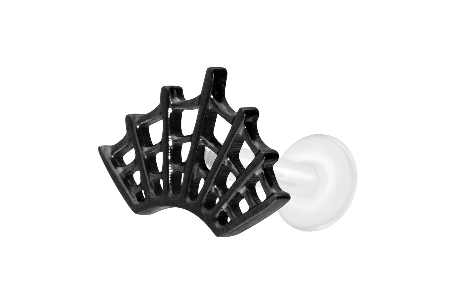 PTFE Labret Piercing mit Innengewinde + Titan-Aufsatz SPINNENNETZ